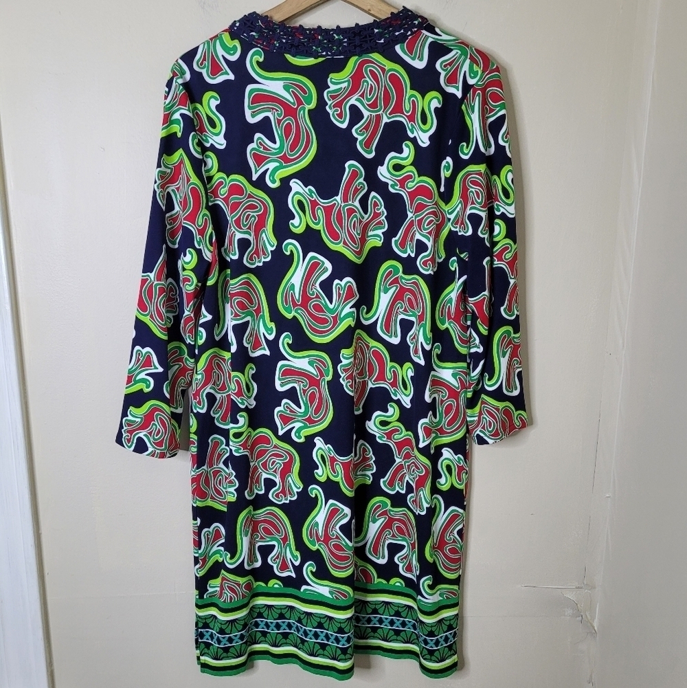 Crown & Ivy Colorful Preppy Shift Dress • Crochet Neckline Size XLP - Picture 4 of 6